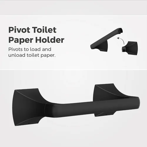 Miniatura 2 de Soporte de papel higiénico Pfister Bruxie, soporte de rollo de papel higiénico para baño, montado en la pared, con tornillos, acabado negro mate