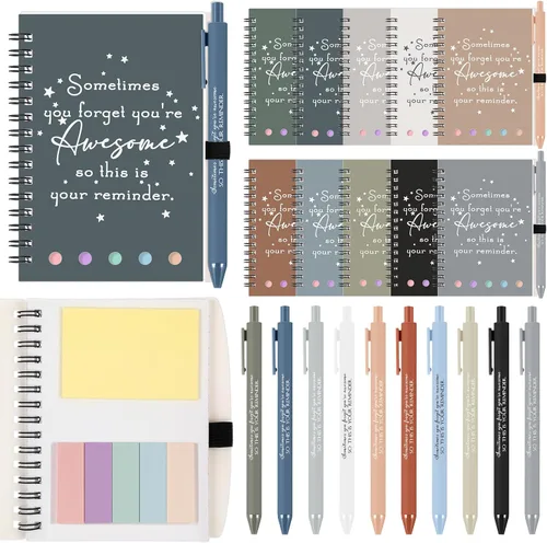 Miniatura 9 de Chuangdi 20 juegos de regalos de fin de año para profesores, cuaderno inspirador con bloc de notas adhesivas, bolígrafo de bambú, regalos
