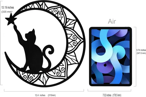 Miniatura 2 de EYONGLION Decoración de pared de gato de metal, arte de pared de gato negro, regalos para amantes de los gatos para mujeres, decoración de pared