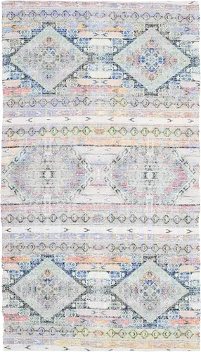 Miniatura 9 de SAFAVIEH Saffron Collection - Alfombra de pasillo de 2 pies 3 pulgadas x 8 pies, color crema y azul, hecha a mano de algodón envejecido, ideal