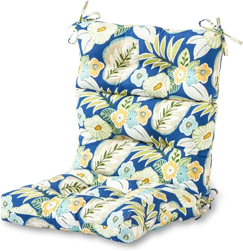 Miniatura 50 de Cojines para silla de respaldo alto para exteriores, diseño de asiento y respaldo con bisagras de una pieza, reversibles con 4 lazos, tela