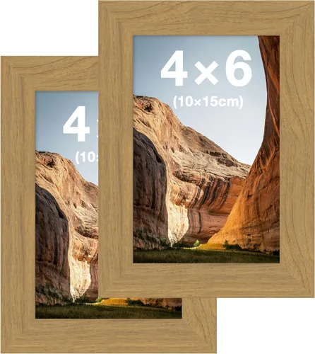 Miniatura 35 de FrameWorks Marcos de fotos clásicos de madera 4 x 6 con vidrio templado, roble natural, paquete de 6 Roble natural-6