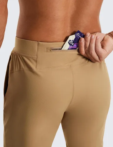 Miniatura 3 de CRZ YOGA Pantalones deportivos elásticos en 4 direcciones para hombre, de 30 pulgadas, para entrenamiento, casual, con bolsillo con cremallera