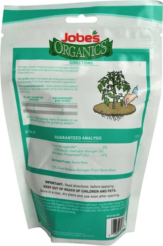 Miniatura 2 de Jobe's Organics - Palitos fertilizantes de harina de hueso, desarrollo de raíces fuertes para bulbos, tomates, rosas y otras plantas con flores, 50