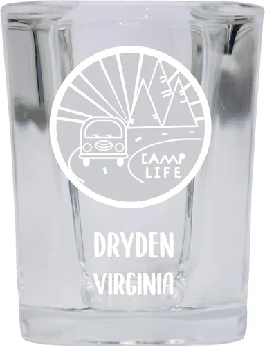 Miniatura 2 de Dryden Virginia Souvenir Laser Engraved 2 Ounce Square Base Liquor Shot Glass Adventure Awaits Design