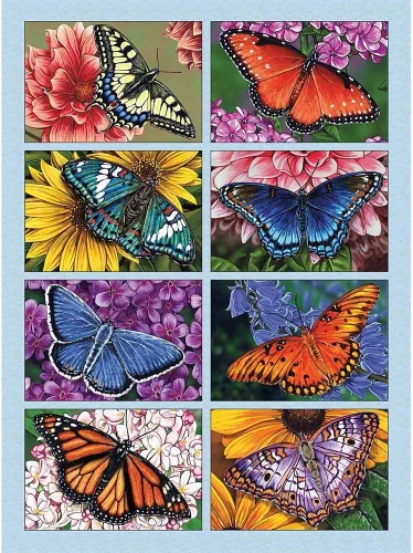 Bits and Pieces Rompecabezas grande de 300 piezas para adultos – Mariposas y flores, mariposas, colcha – por la artista Marilyn Barkhouse –