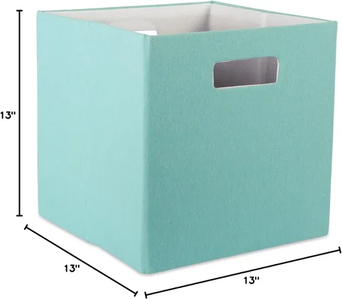 Miniatura 10 de DII Cubo de almacenamiento plegable de poliéster, sólido, ligero y duradero, cuadrado pequeño, 11x11x11 pulgadas, aguamarina