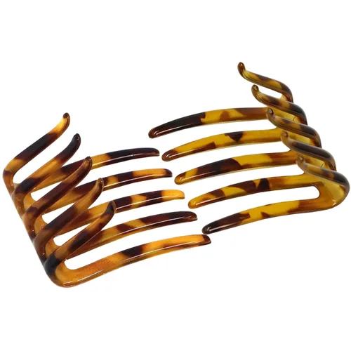 Miniatura 12 de Parcelona Cangrejo francés entrelazado marrón mediano 2 1/4 pulgadas celuloide antideslizante coleta clips flexibles resistentes pinzas para el pelo