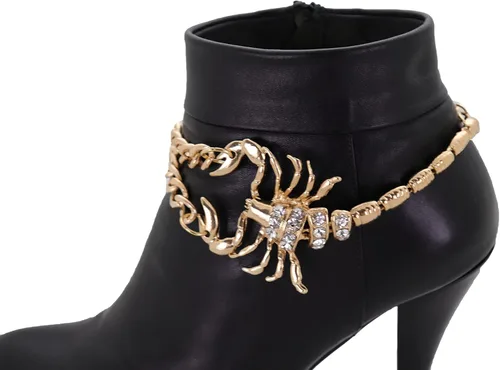 Miniatura 9 de Joyería de moda occidental para mujer, cadena de metal dorado, tobillera con dije de escorpión elegante, Plata
