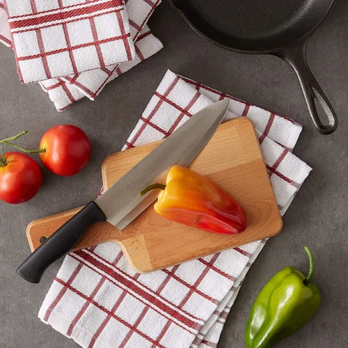 Miniatura 6 de DII Basic Terry Collection - Juego de paños de cocina con ventana, 16 x 26 pulgadas, rojo granero, 4
