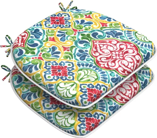 Miniatura 27 de DYTXIII Juego de 2 cojines para sillas de exterior con lazos, almohadillas repelentes al agua para sillas de patio de 17 x 16 pulgadas para muebles