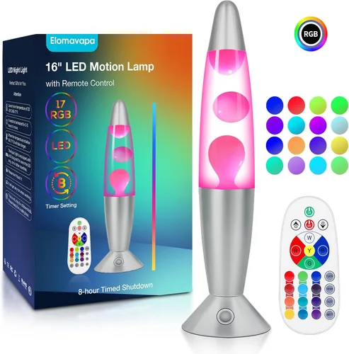 Miniatura 13 de Lámpara de Movimiento Líquida de 17 Colores con Control Remoto: Luz Nocturna LED de 34.3 cm para Niños y Adultos - Lámpara de Mesa Relajante