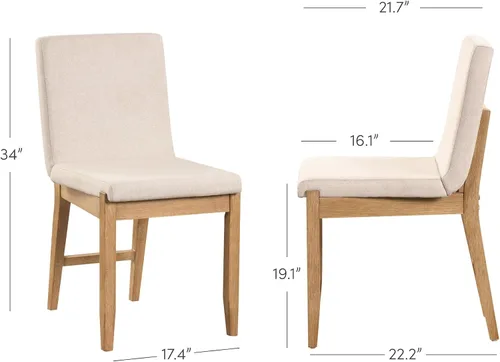 Miniatura 2 de Nathan James Gracie - Silla de comedor moderna, silla de comedor tapizada, lino natural/marrón claro, juego de 4 Lino marrón claro cepillado