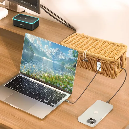 Miniatura 4 de Caja de organización de cables, paquete de 2 cajas organizadoras para ocultar cables, caja de cables pequeña y mediana para cables, organizador
