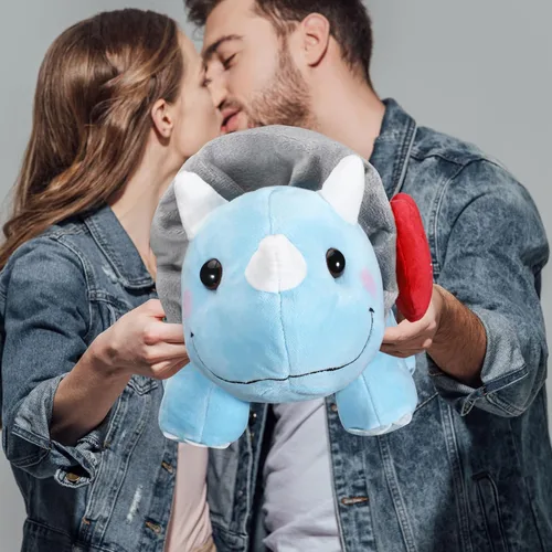 Miniatura 6 de Syhood Dinosaurio de peluche Love You de 12 pulgadas con corazón rojo, lindos animales de peluche para novia, juguetes de peluche de dinosaurio azul