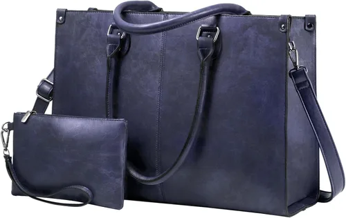 Miniatura 18 de LOVEVOOK Bolsa de mano para laptop para mujer, 15.6 pulgadas, de gran capacidad, de cuero vintage, impermeable, con bolso de mano, regalo ideal