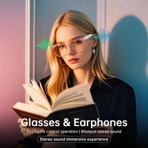 Miniatura 3 de Lentes inteligentes para mujer, lentes filtrantes de luz azul, Bluetooth 5.3, audio y micrófono, tacto inteligente, sonido claro de oído abierto