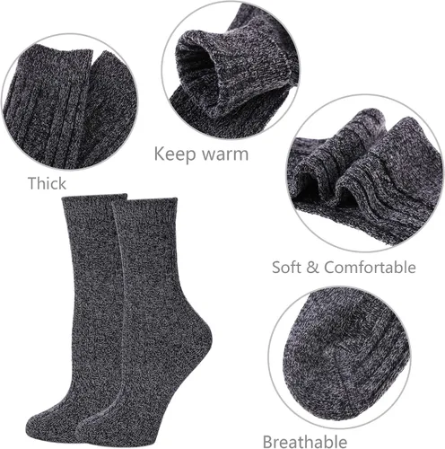 Miniatura 5 de MQELONG Womens 5 Pairs Soft Thick Comfort Casual Cotton Warm Wool Crew Winter Socks