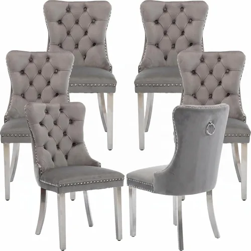 Miniatura 30 de Juego de 2 Sillas de Comedor Modernas de Mediados de Siglo, Tapizadas en Terciopelo Beige con Respaldo Acolchado, Sillas de Cocina y Comedor, Patas