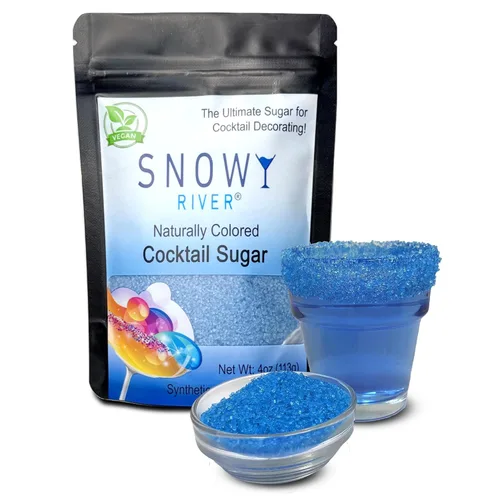 Miniatura 43 de Snowy River Azúcar de cóctel azul real, certificado Kosher de color natural azul real (8 onzas, cristal mediano)
