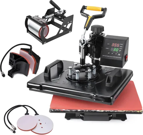 Miniatura 12 de Slendor Máquina de prensa de calor 8 en 1 de 15 x 15 pulgadas, máquina de prensado digital de camisetas de 360 grados, multifunción por Verde