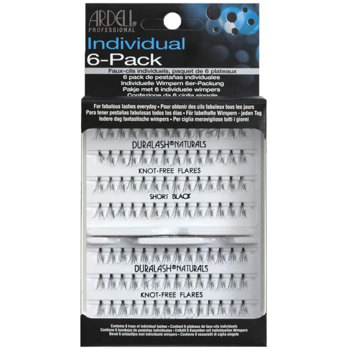 Ardell Pestañas individuales, color negro corto, racimos de pestañas para bricolaje, extensiones de pestañas en racimo sin nudos, extensiones de