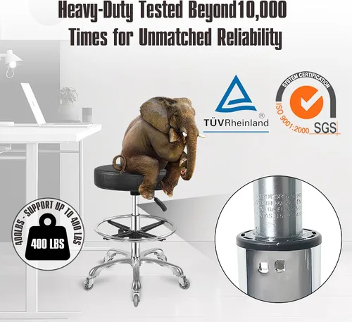 Miniatura 7 de Ainilaily Taburete Rodante con Ruedas Hidráulico de Servicio Pesado para Tienda Cocina Trabajo Pestañas Tatuaje Laboratorio Médico Guitarra, Silla