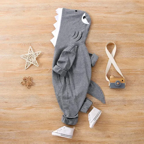 Miniatura 2 de Infant Newborn Baby Boys Girls Dinosaur Shark Long Sleeve Hoodie Romper Onesies Jumpsuit Outfits
