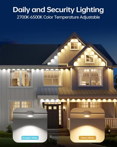Miniatura 4 de ASAHOM AI - Luces permanentes para exteriores S107B, 100 pies con 72 luces LED RGBCW, 30,000 efectos de iluminación, controlador con doble salida