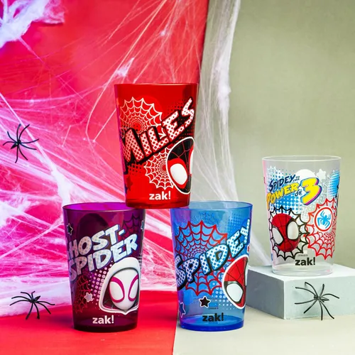 Miniatura 3 de Zak Designs Marvel Spider-Man - Juego de vasos anidables para el hogar, vasos de plástico sin BPA de 14.5 onzas, paquete de 4