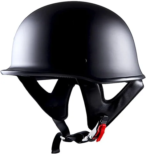 Miniatura 3 de 1Storm Casco de motocicleta de media cara de novedad, estilo alemán abierto, aprobado por DOT: HKY602 negro mate