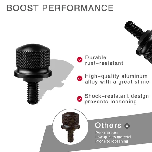 Miniatura 3 de Tornillo de perno de asiento de aleación de aluminio negro adecuado para Harley Davidson 1996-2024 (1 perno)