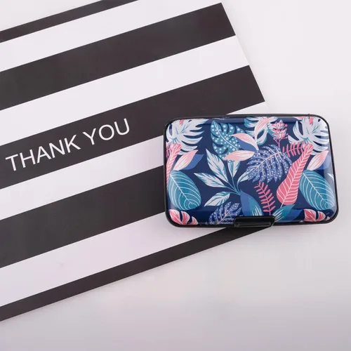 Miniatura 20 de Tarjetero de aluminio con bloqueo RFID para hombres y mujeres, elegante cartera de viaje con 7 ranuras, la mejor protección contra escaneos