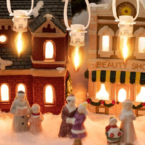 Miniatura 4 de Leelosp 1 juego de cable accesorio con 3 bombillas LED, luces de aldea de Navidad C7, luces de cable de aldea de 6.5 pies con enchufes