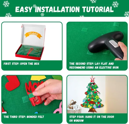 Miniatura 5 de Árbol de Navidad de fieltro para niños pequeños, 3.2 pies, mi primer árbol de Navidad+calendario de Adviento de Papá Noel para niños, 34 adornos