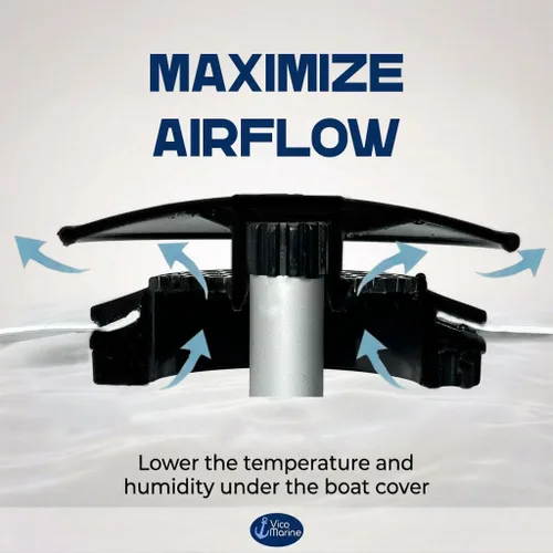 Miniatura 2 de Sistema de ventilación de cubierta de barco con ventilación de barco 3 – poste de soporte de aluminio que se extiende de 23 a 55 pulgadas – Base