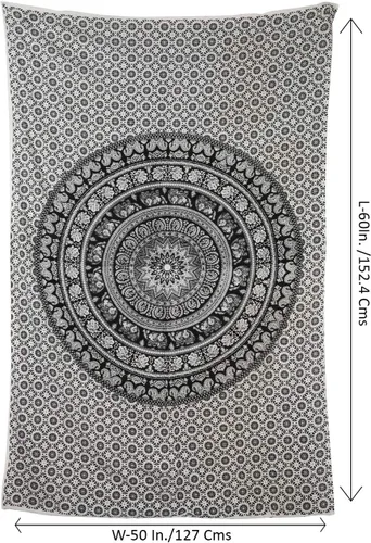 Miniatura 5 de RAJRANG - Tapiz de mandala indio para colgar en la pared, diseño hippie, de elefante, playa, decoración de dormitorio universitario, bohemio, boho.