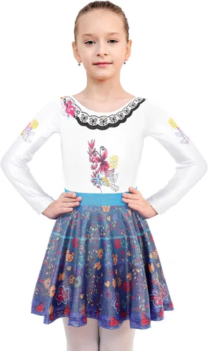 Miniatura 3 de EQSJIU Leotardo de ballet de manga larga con falda tutú para niñas, baile, gimnasia, niños pequeños, vestido de fiesta de copo de nieve brillante