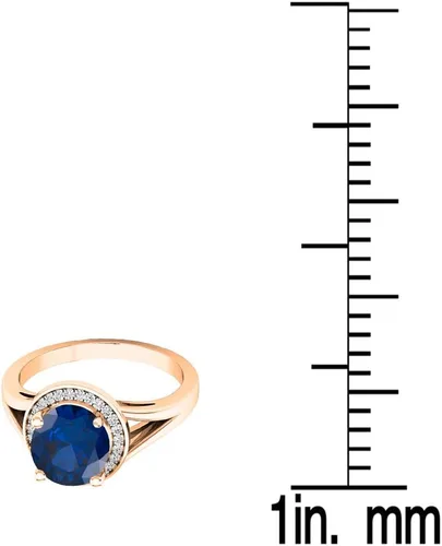 Miniatura 79 de Dazzlingrock Collection Anillo de compromiso redondo de 0.276 in con halo de diamante blanco y vástago dividido para ella en oro macizo de 14