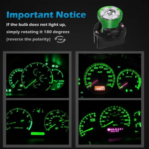 Miniatura 6 de Partsam T10 194 168 focos LED para tablero de instrumentos verdes con toma de bloqueo de giro, súper brillantes. Focos LED para panel