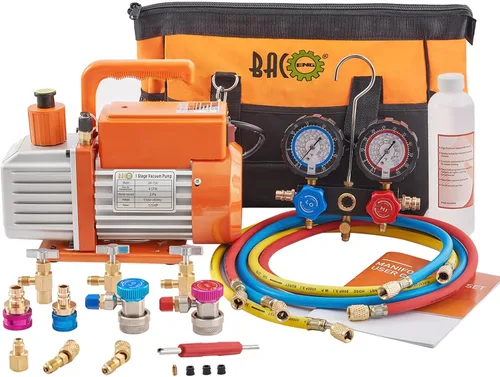 Miniatura 8 de BACOENG Juego de bomba de vacío de CA de 3.6CFM y medidor – Kit de bomba de vacío mini split doméstico para refrigerantes R410A – con adaptador mini