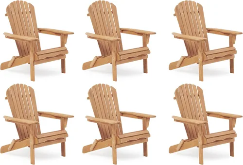 Miniatura 25 de Silla Adirondack plegable de madera de gran tamaño con respaldo y tabla de asiento premontados, silla de descanso para patio al aire libre, jardín