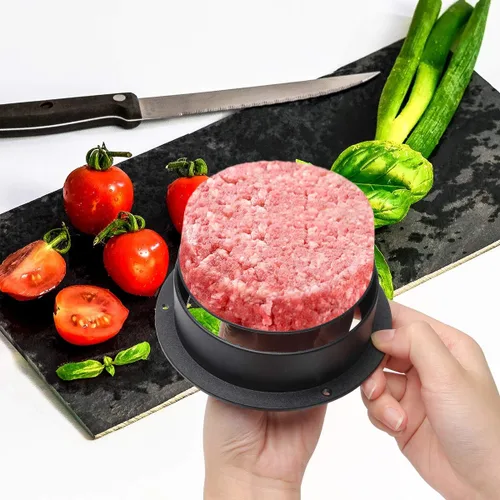 Miniatura 6 de Luxiv Prensa de hamburguesas 3 en 1, prensa de hamburguesas rellenas con papel de hamburguesa de 100p para barbacoa, deslizadores antiadherentes