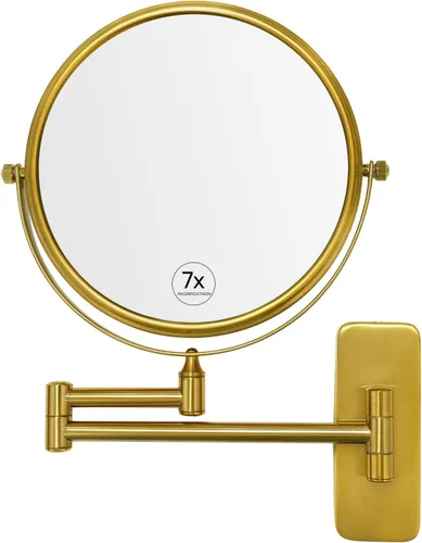 Miniatura 9 de GURUN Espejos de maquillaje de doble cara de 8 pulgadas con aumento de 10x espejo de baño para hotel, acabado de latón satinado antiguo M1406K