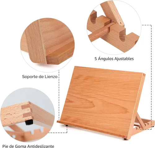 Miniatura 3 de Falling in Art - Caballete de mesa de madera con 5 posiciones, para dibujo y bocetos, 16 1/2 pulgadas por 12 1/8 pulgadas