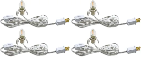 Miniatura 8 de KGC Cable de Accesorios C7 con 2 Bombillas LED C7 Base Candelabro E12 con Casquillo, Cable Blanco con Interruptor de Encendido/Apagado y Enchufes
