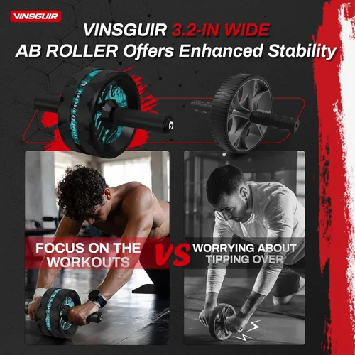 Miniatura 2 de VINSGUIR Ab Roller Wheel, Abs & Core Workout Equipment for Home Gym with Knee Pad Accessories, Abdominal Wheel for Full-body Strength Training Lago