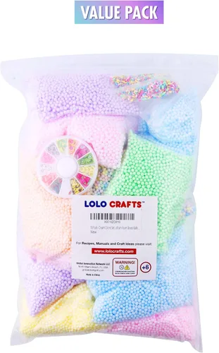 Miniatura 6 de Bolas de espuma de slime – Paquete de 18 cuentas de microespuma pastel de 0.1-0.14 pulgadas (90.000 piezas) Micro colores Rainbow Fruit Beads Craft