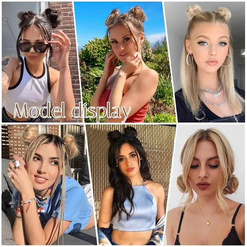 Miniatura 5 de 2 extensiones de moño de pelo sintético para mujer, mini moños naturales con clip, extensiones de cabello para mujer, moño desordenado, para uso