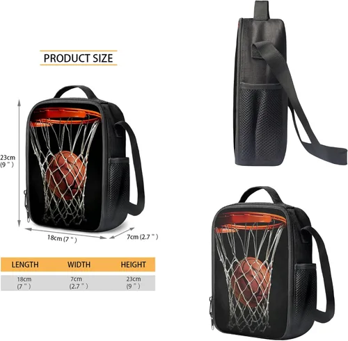 Miniatura 77 de HUGS IDEA Juego de 3 bolsas escolares con aislamiento térmico para el almuerzo, estuche para lápices
